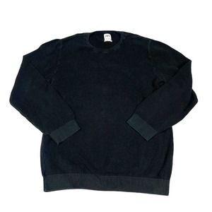 Zara Thermal Black Waffle Knit Cotton Crewneck Long Sleeve Men's XL Casual Shirt